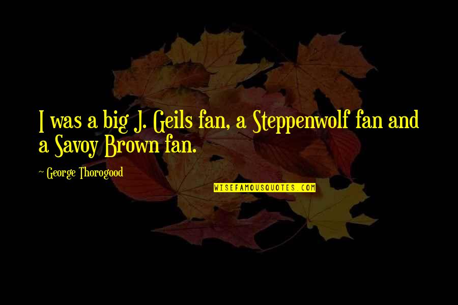 A Fan Quotes By George Thorogood: I was a big J. Geils fan, a