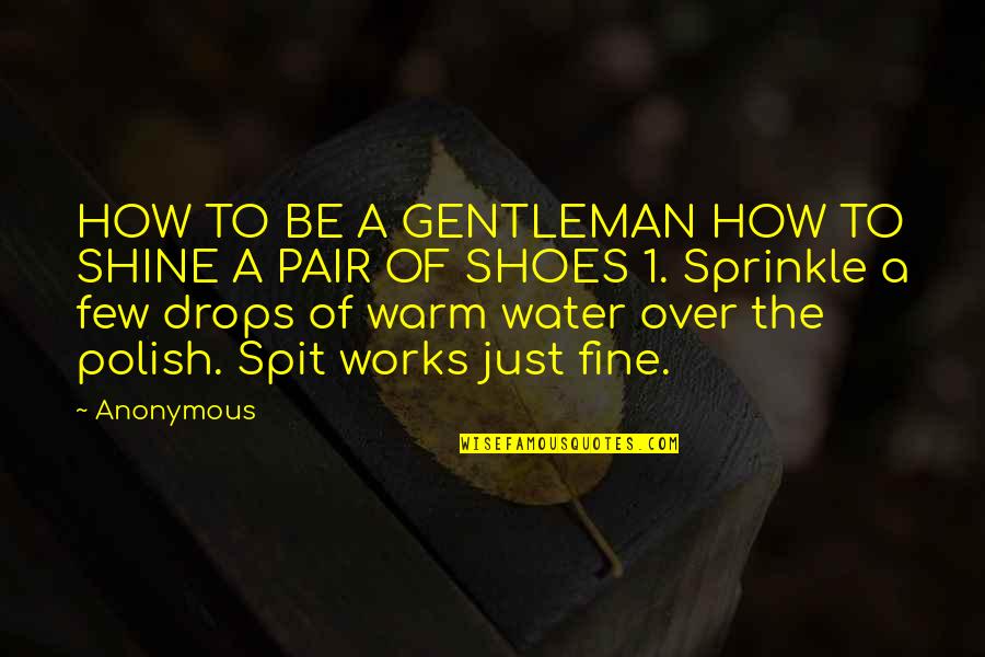 A Fine Gentleman Quotes By Anonymous: HOW TO BE A GENTLEMAN HOW TO SHINE