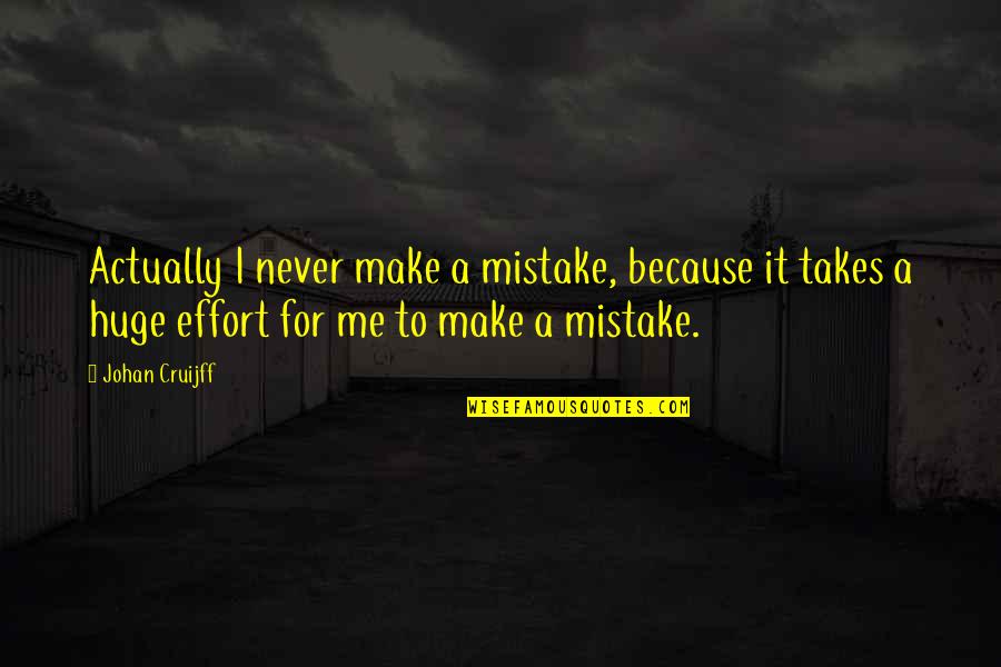A For Effort Quotes By Johan Cruijff: Actually I never make a mistake, because it