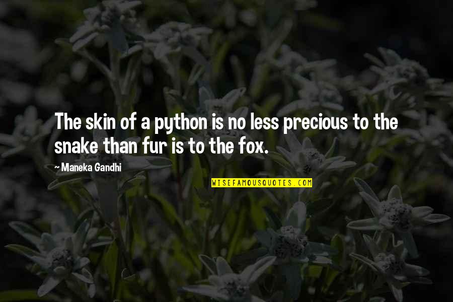 A Fox Quotes By Maneka Gandhi: The skin of a python is no less