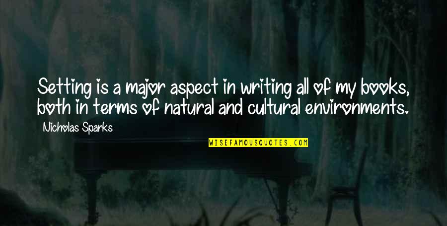 A Friend's Father Dying Quotes By Nicholas Sparks: Setting is a major aspect in writing all