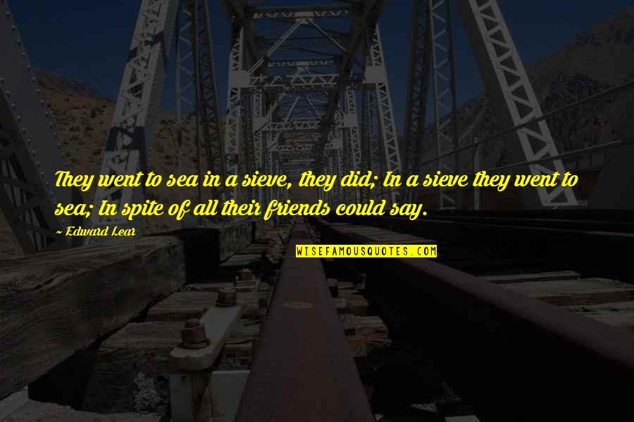 A Friendship Quotes By Edward Lear: They went to sea in a sieve, they