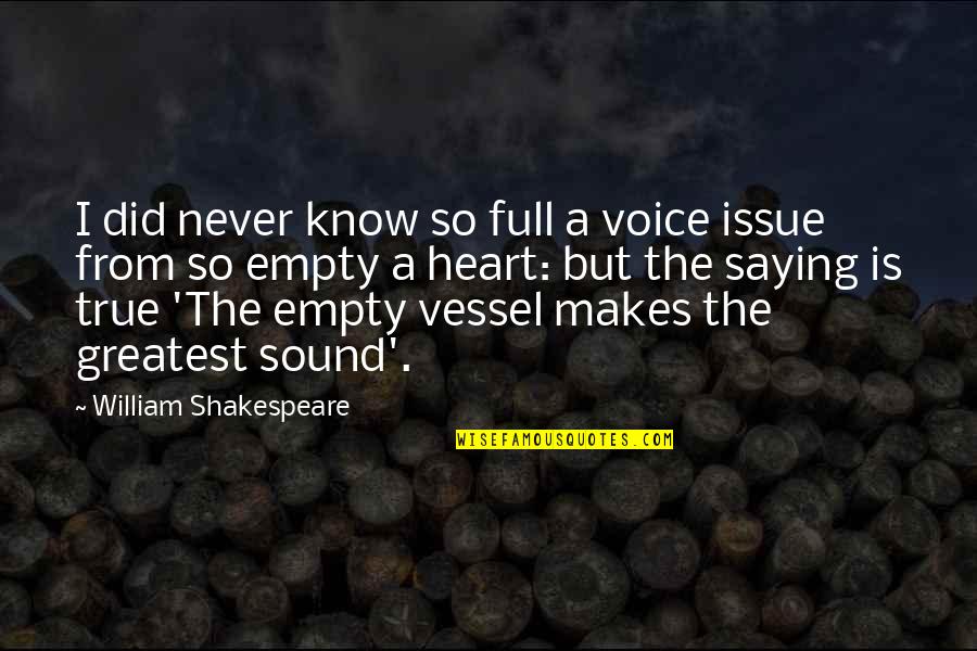 A Full Heart Quotes By William Shakespeare: I did never know so full a voice