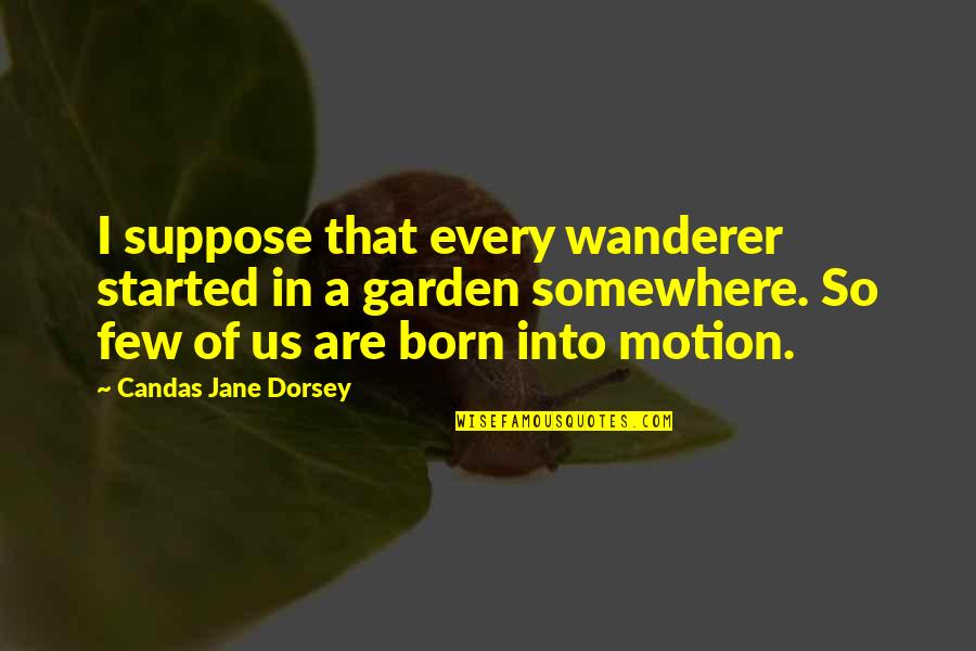 A Garden Quotes By Candas Jane Dorsey: I suppose that every wanderer started in a