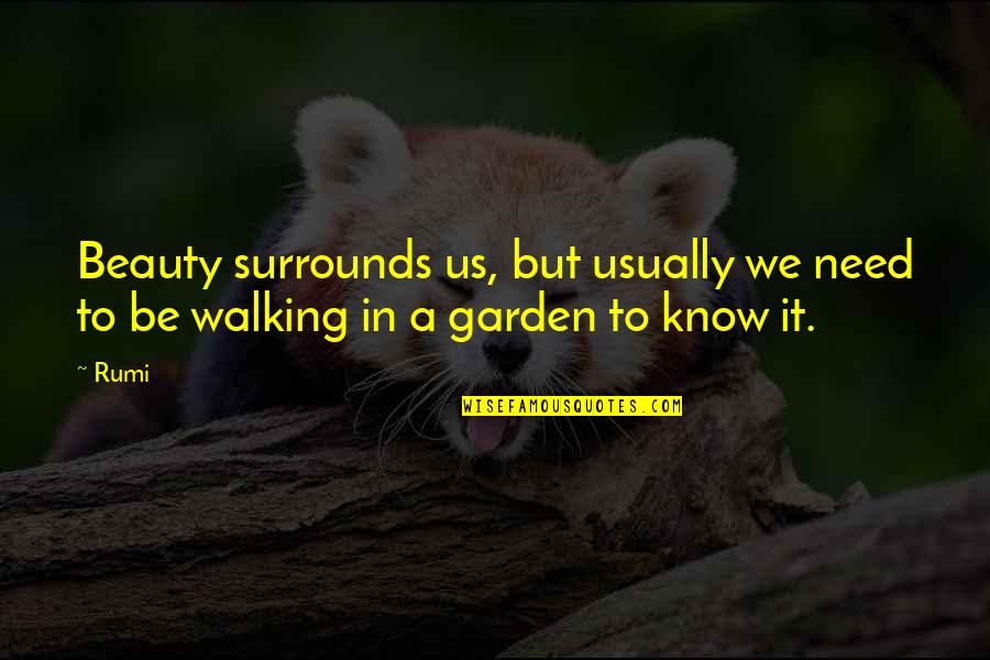 A Garden Quotes By Rumi: Beauty surrounds us, but usually we need to