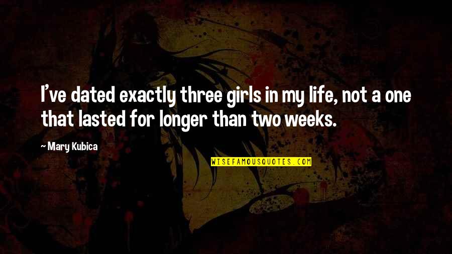 A Girls Life Quotes By Mary Kubica: I've dated exactly three girls in my life,