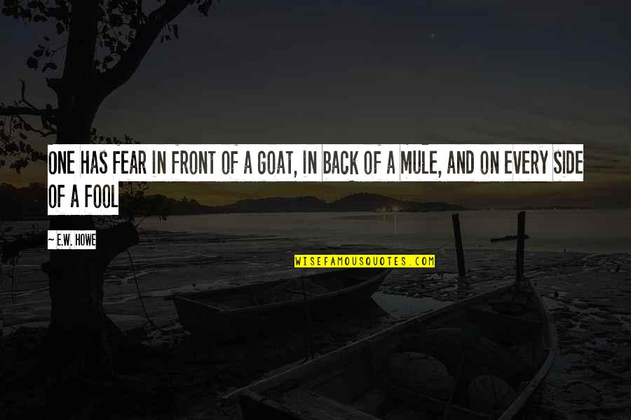 A Goat Quotes By E.W. Howe: One has fear in front of a goat,
