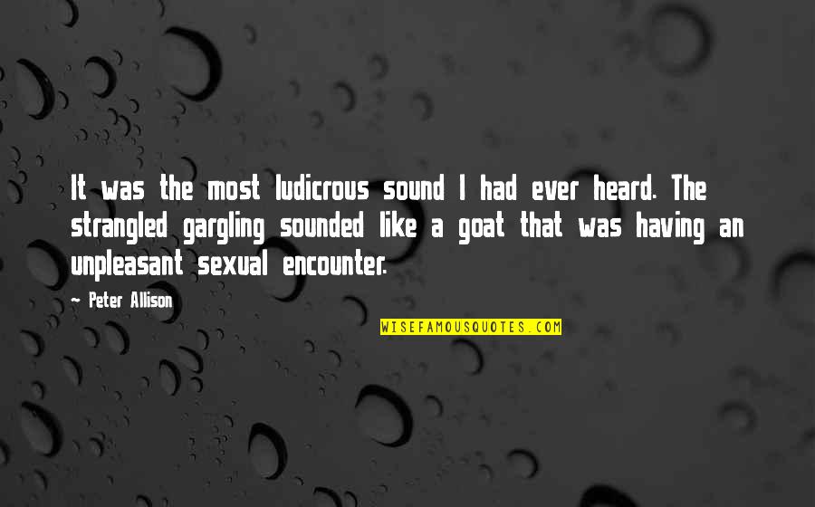 A Goat Quotes By Peter Allison: It was the most ludicrous sound I had A Goat Quotes By Peter Allison: It was the most ludicrous sound I had