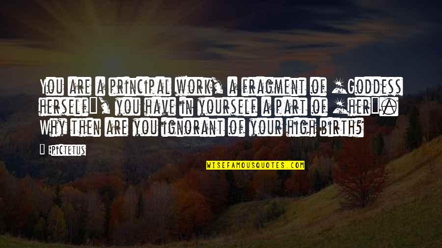 A Goddess Quotes By Epictetus: You are a principal work, a fragment of