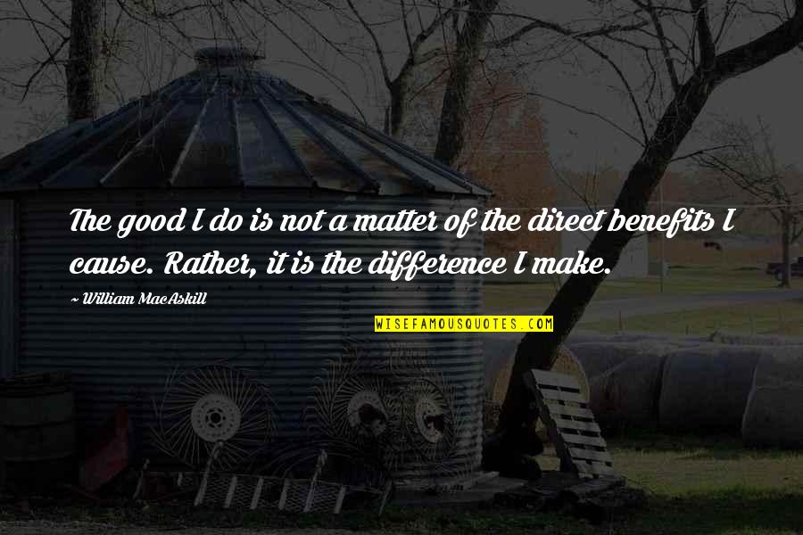 A Good Cause Quotes By William MacAskill: The good I do is not a matter A Good Cause Quotes By William MacAskill: The good I do is not a matter