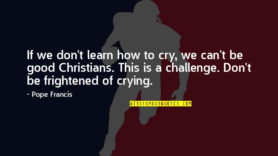 A Good Cry Quotes By Pope Francis: If we don't learn how to cry, we