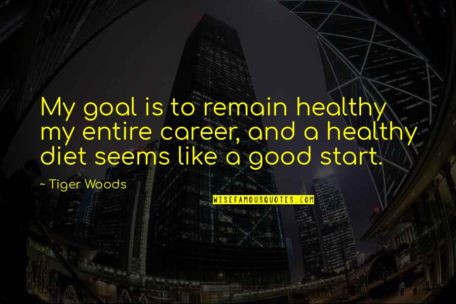 A Good Diet Quotes By Tiger Woods: My goal is to remain healthy my entire A Good Diet Quotes By Tiger Woods: My goal is to remain healthy my entire