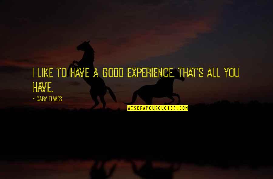 A Good Experience Quotes By Cary Elwes: I like to have a good experience. That's