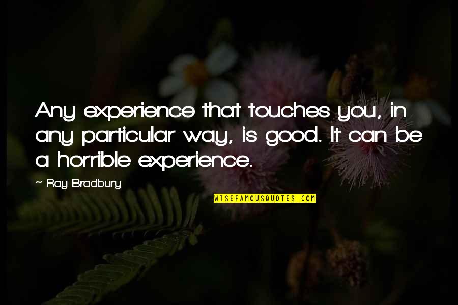 A Good Experience Quotes By Ray Bradbury: Any experience that touches you, in any particular