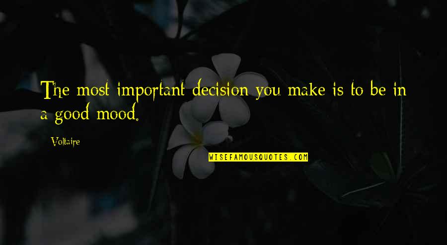 A Good Inspirational Quotes By Voltaire: The most important decision you make is to