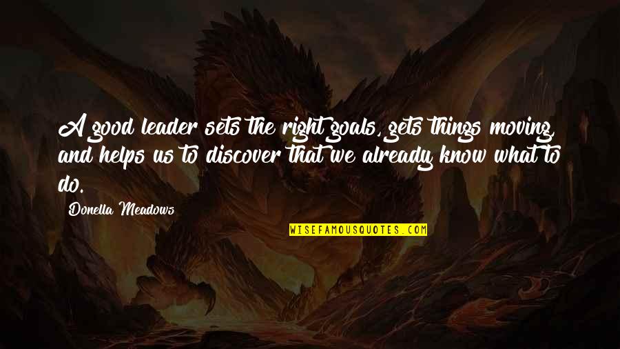 A Good Leader Quotes By Donella Meadows: A good leader sets the right goals, gets