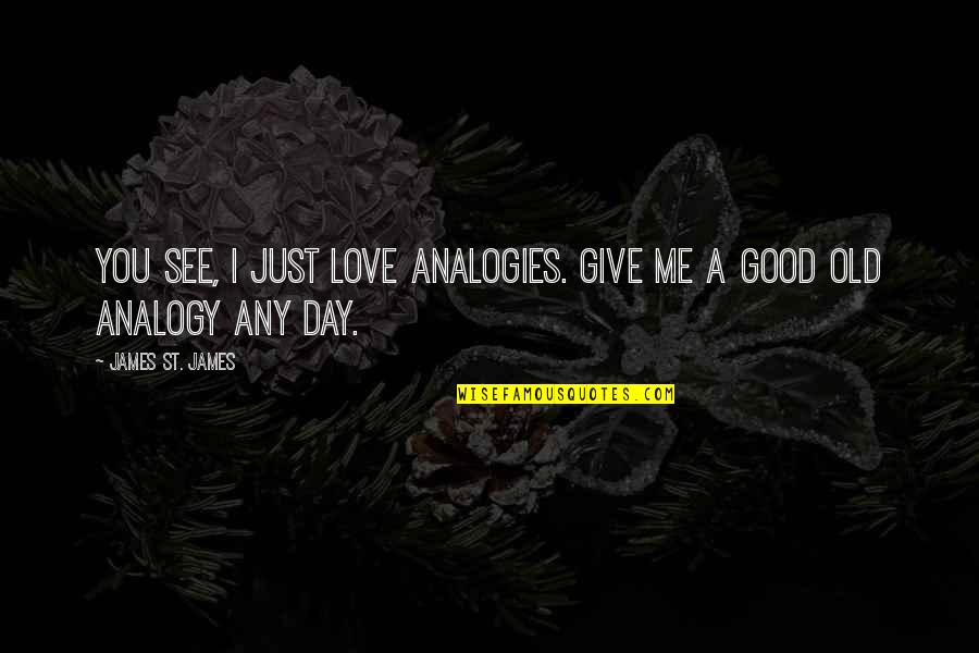 A Good Love Quotes By James St. James: You see, I just love analogies. Give me