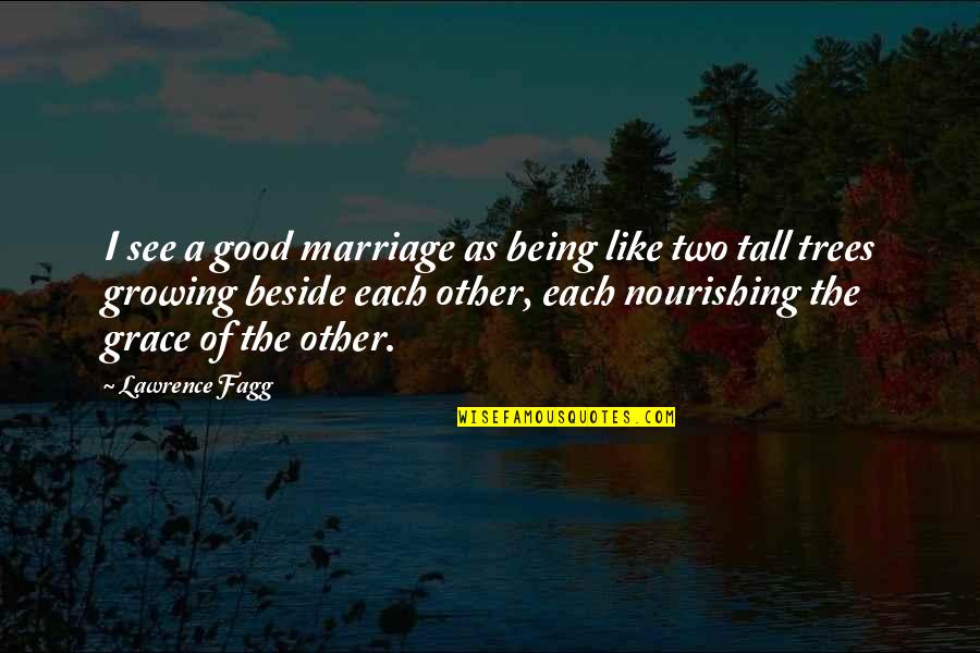 A Good Marriage Quotes By Lawrence Fagg: I see a good marriage as being like