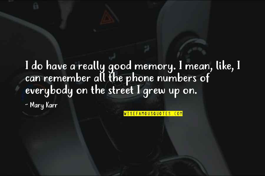 A Good Memory Quotes By Mary Karr: I do have a really good memory. I