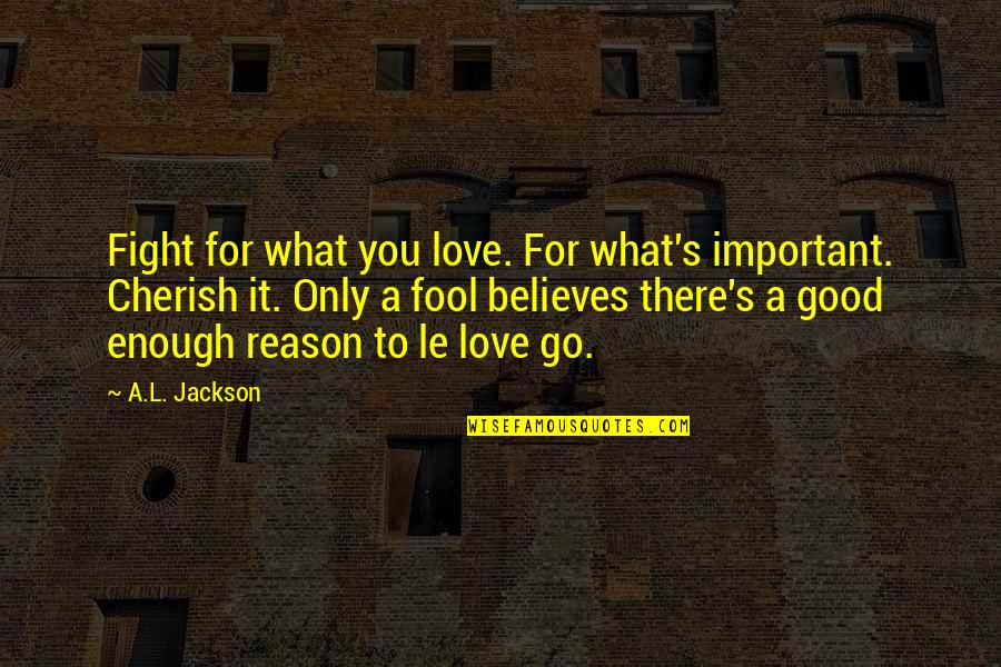 A Good Reason To Go Quotes By A.L. Jackson: Fight for what you love. For what's important.