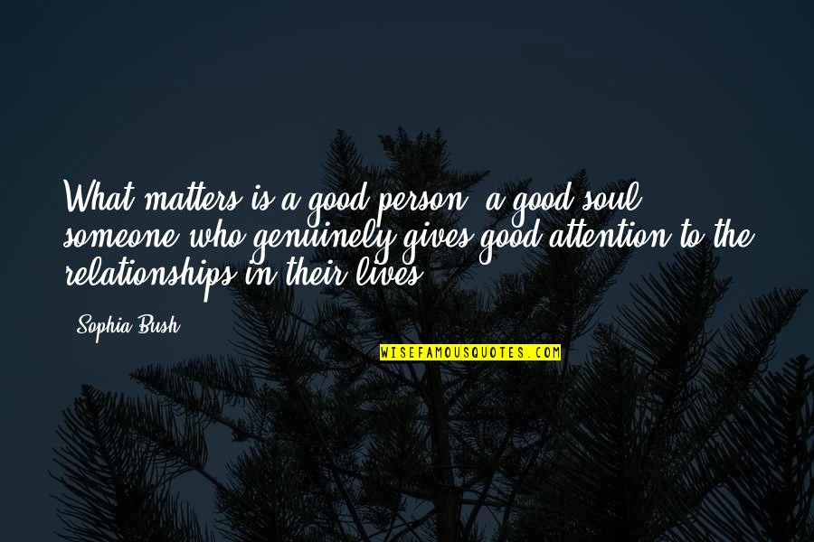 A Good Soul Quotes By Sophia Bush: What matters is a good person, a good A Good Soul Quotes By Sophia Bush: What matters is a good person, a good