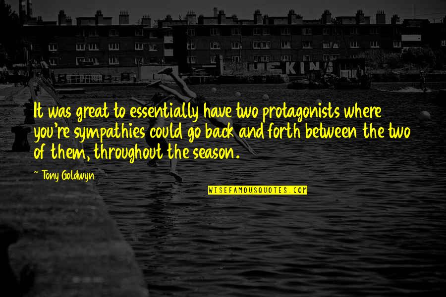 A Good Teacher Is Like A Candle Quotes By Tony Goldwyn: It was great to essentially have two protagonists