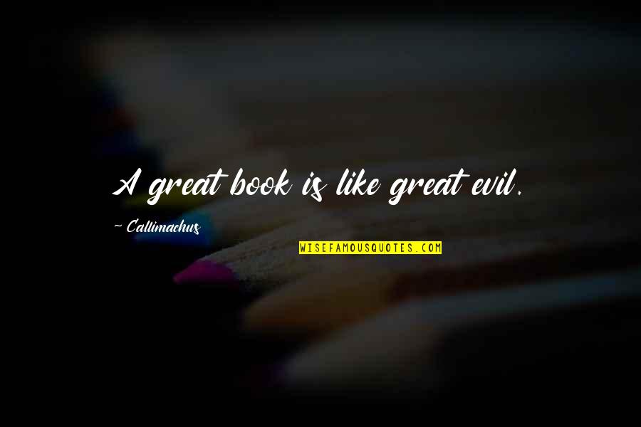 A Great Book Quotes By Callimachus: A great book is like great evil.