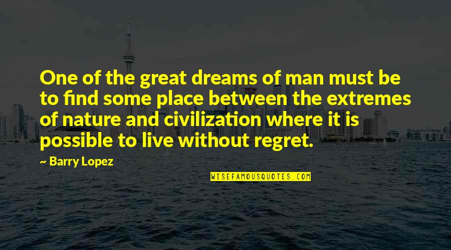A Great Civilization Quotes By Barry Lopez: One of the great dreams of man must