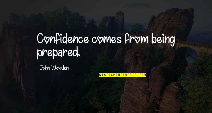 A Great Coach Quotes By John Wooden: Confidence comes from being prepared.