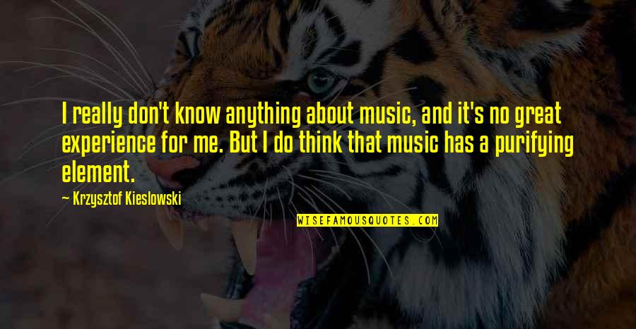 A Great Experience Quotes By Krzysztof Kieslowski: I really don't know anything about music, and A Great Experience Quotes By Krzysztof Kieslowski: I really don't know anything about music, and