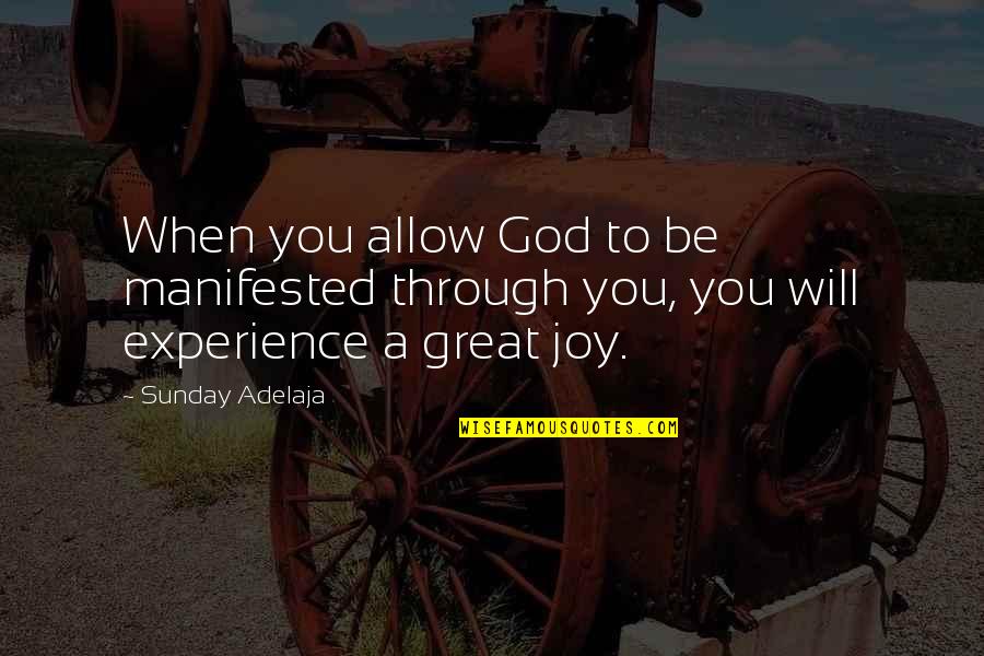 A Great Experience Quotes By Sunday Adelaja: When you allow God to be manifested through