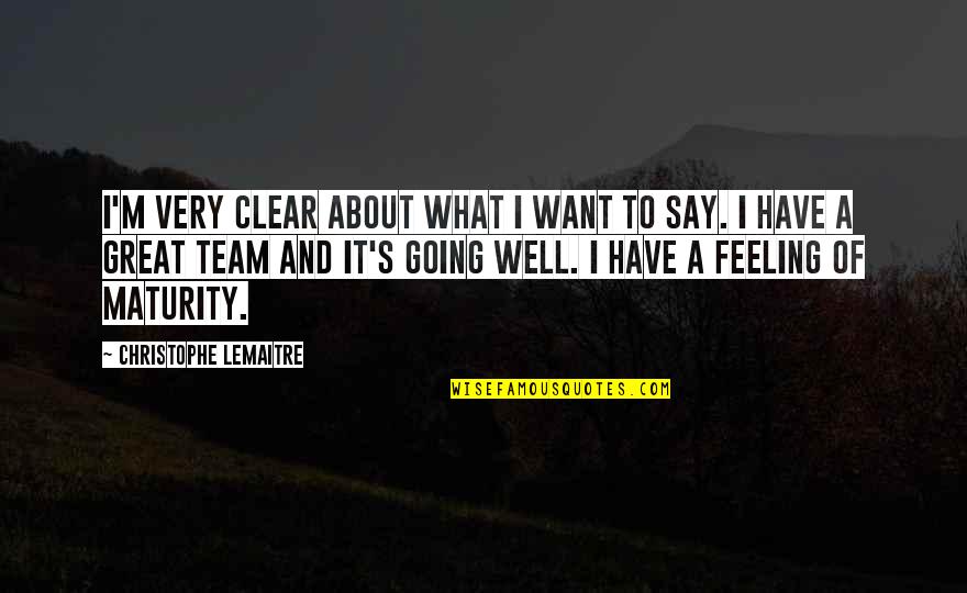 A Great Team Quotes By Christophe Lemaitre: I'm very clear about what I want to