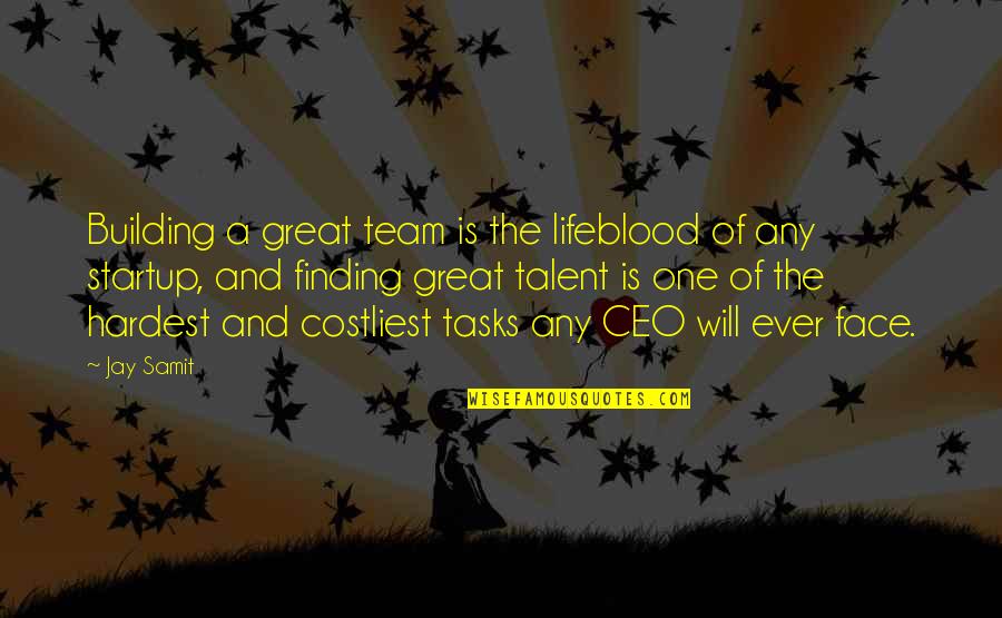A Great Team Quotes By Jay Samit: Building a great team is the lifeblood of