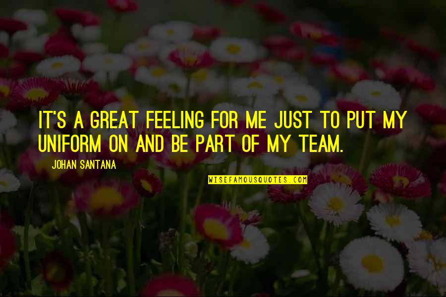 A Great Team Quotes By Johan Santana: It's a great feeling for me just to