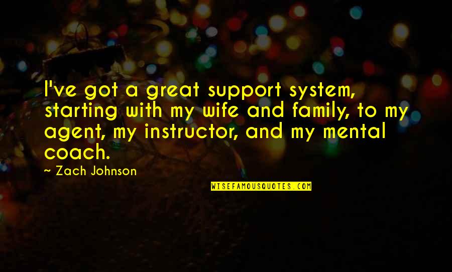 A Great Wife Quotes By Zach Johnson: I've got a great support system, starting with
