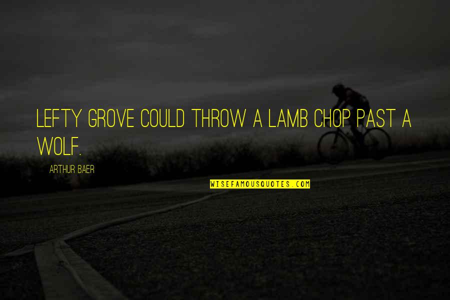 A Grove Quotes By Arthur Baer: Lefty Grove could throw a lamb chop past A Grove Quotes By Arthur Baer: Lefty Grove could throw a lamb chop past