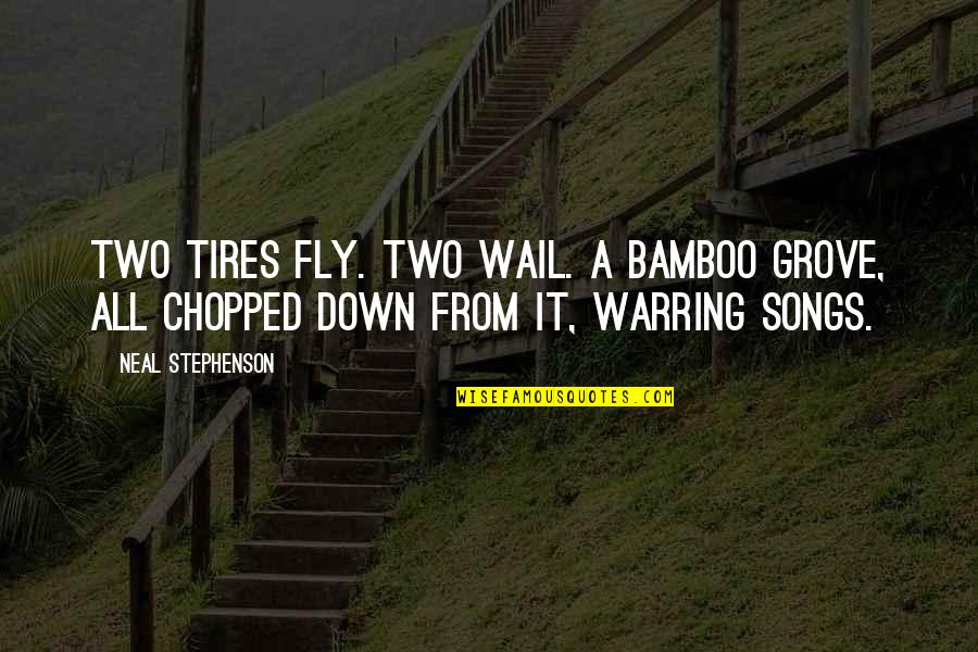 A Grove Quotes By Neal Stephenson: Two tires fly. Two wail. A bamboo grove,