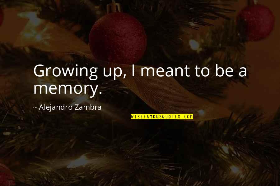 A Growing Quotes By Alejandro Zambra: Growing up, I meant to be a memory.
