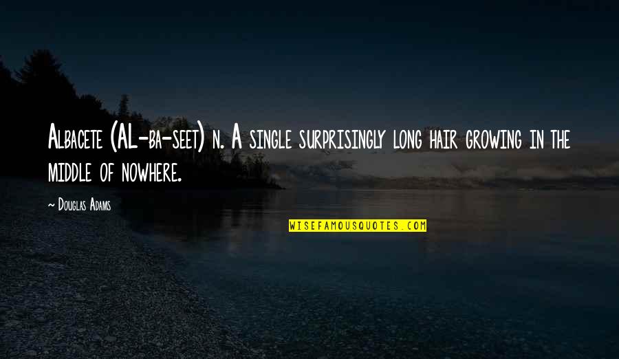 A Growing Quotes By Douglas Adams: Albacete (AL-ba-seet) n. A single surprisingly long hair