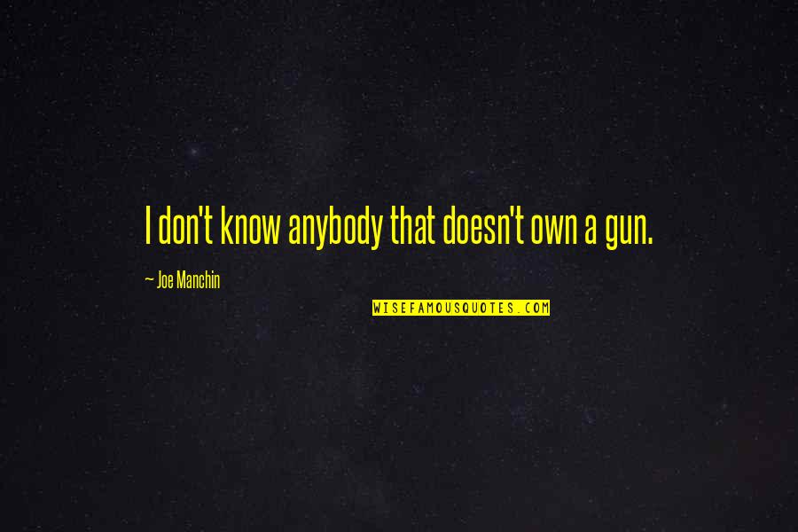 A Gun Quotes By Joe Manchin: I don't know anybody that doesn't own a A Gun Quotes By Joe Manchin: I don't know anybody that doesn't own a
