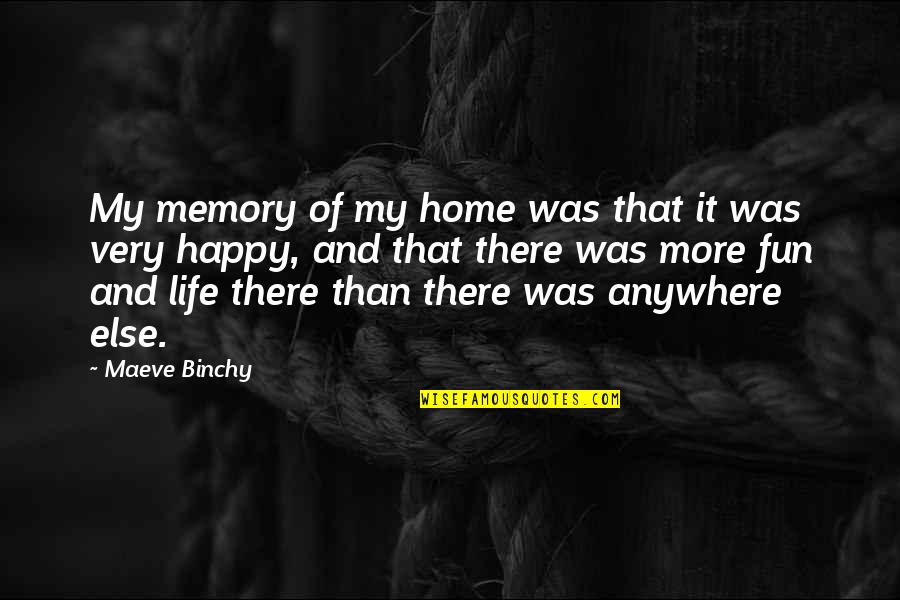 A Happy Memory Quotes By Maeve Binchy: My memory of my home was that it