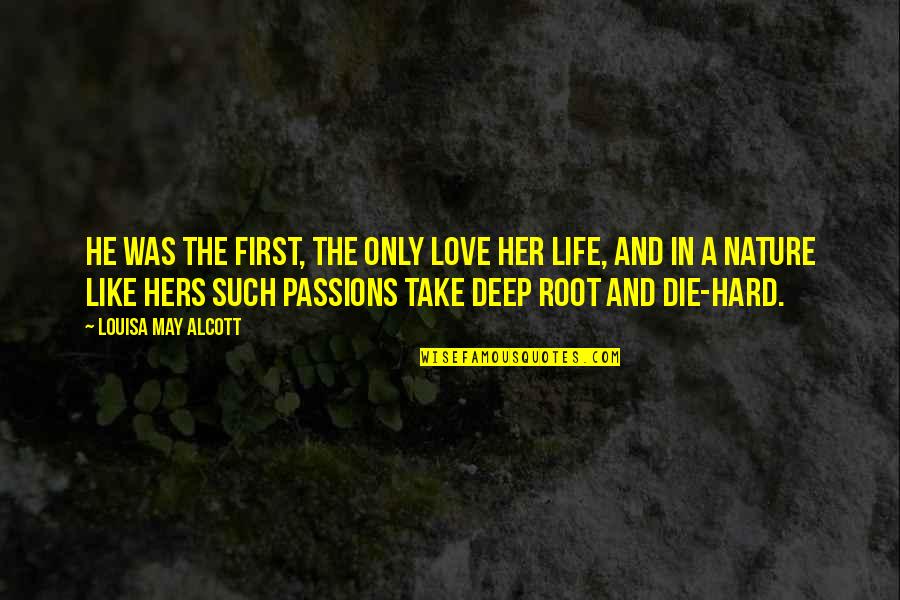 A Hard Love Life Quotes By Louisa May Alcott: He was the first, the only love her