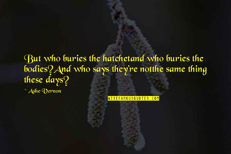 A Hatchet Quotes By Ashe Vernon: But who buries the hatchetand who buries the