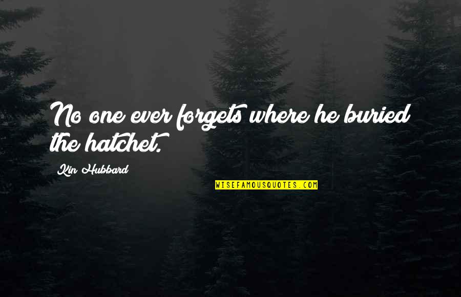 A Hatchet Quotes By Kin Hubbard: No one ever forgets where he buried the A Hatchet Quotes By Kin Hubbard: No one ever forgets where he buried the