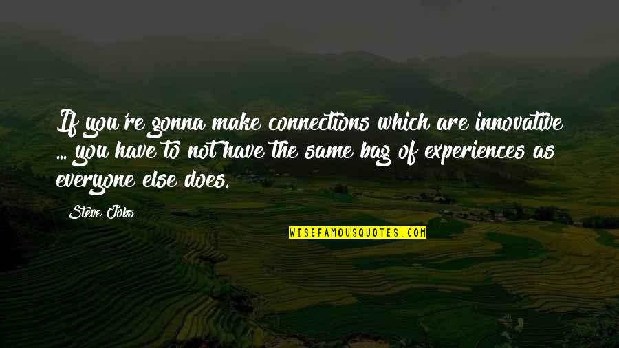 A Hater Quote Quotes By Steve Jobs: If you're gonna make connections which are innovative A Hater Quote Quotes By Steve Jobs: If you're gonna make connections which are innovative