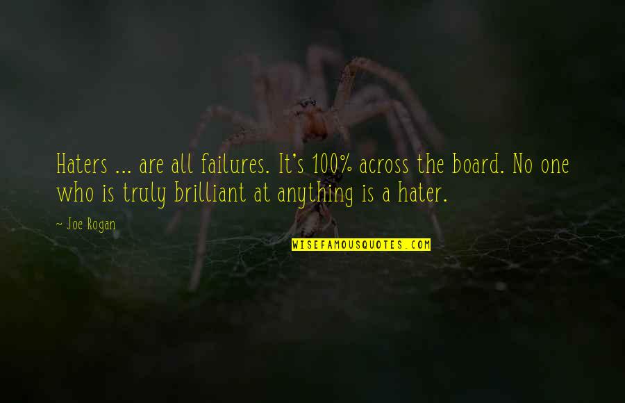 A Hater Quotes By Joe Rogan: Haters ... are all failures. It's 100% across