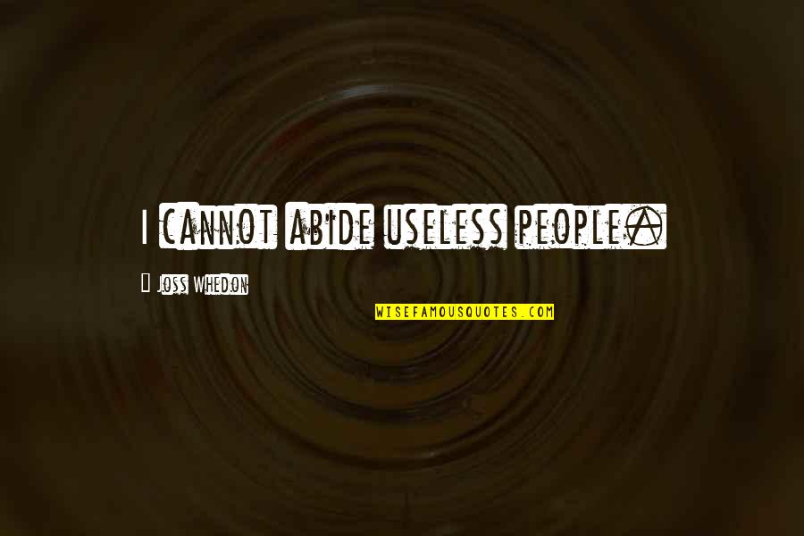 A Helpful Person Quotes By Joss Whedon: I cannot abide useless people.