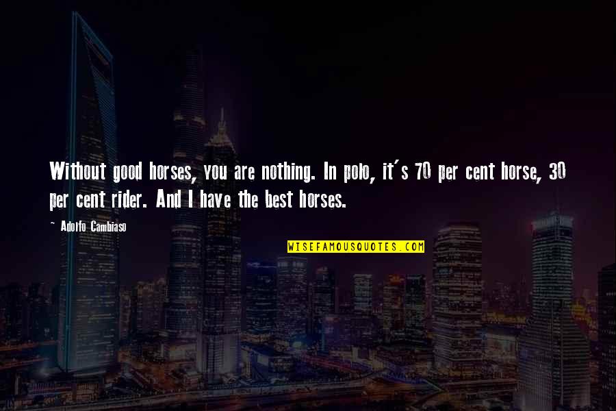 A Horse And Rider Quotes By Adolfo Cambiaso: Without good horses, you are nothing. In polo,