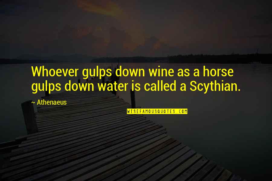 A Horse Quotes By Athenaeus: Whoever gulps down wine as a horse gulps