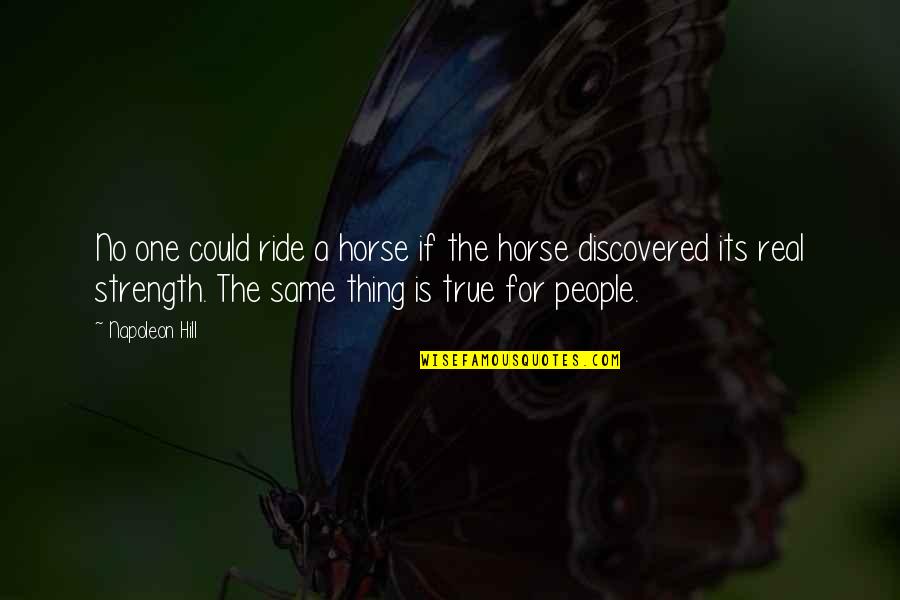 A Horse Quotes By Napoleon Hill: No one could ride a horse if the